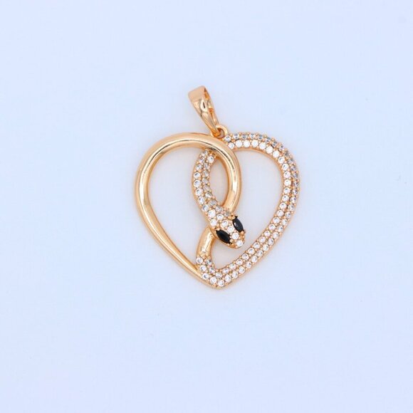 "Rose Gold Heart Pendant with Crystal Snake Design, XPPT1587 - Picture 9 of 13